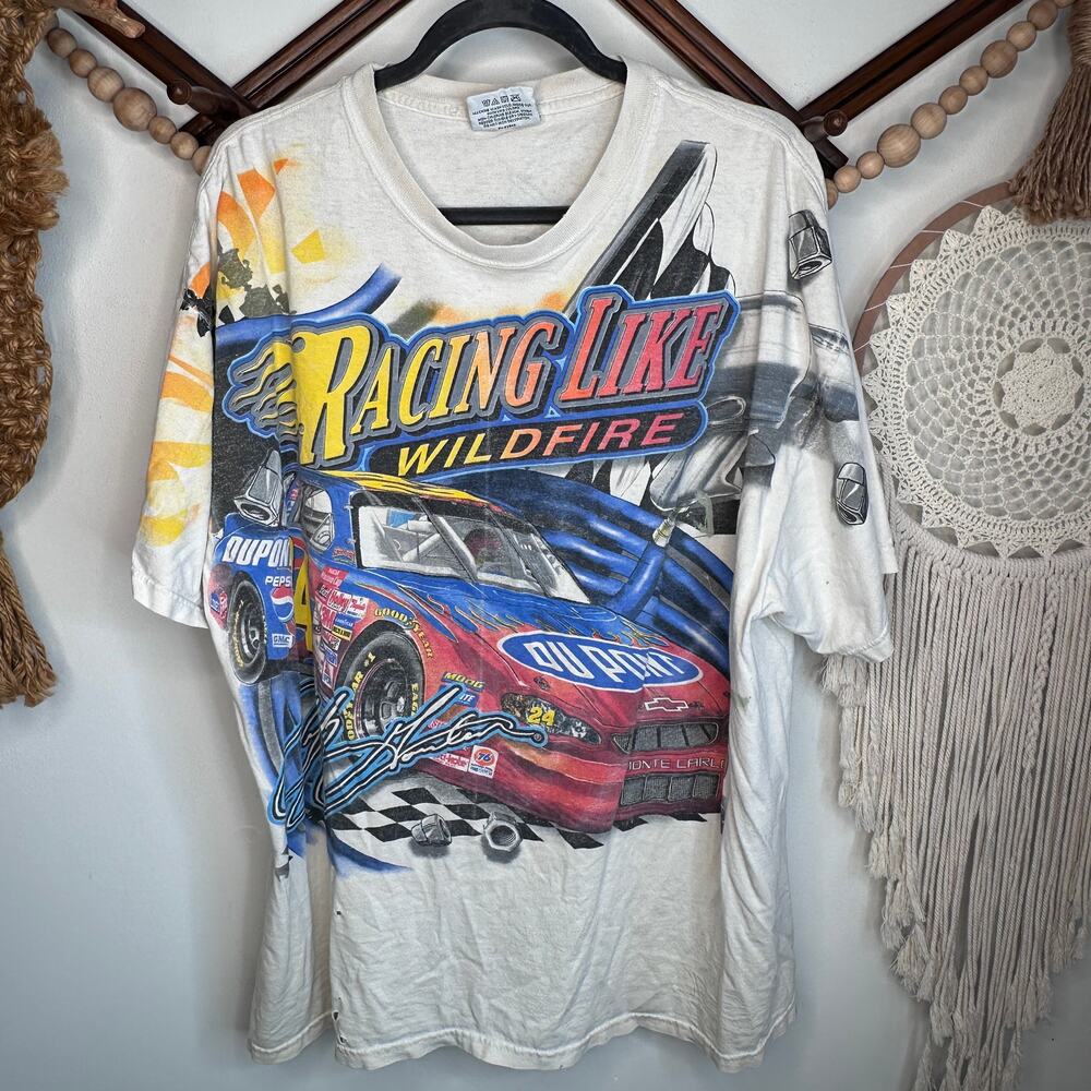 Vintage Chase Authentics 2002 Jeff Gordon NASCAR Two Sided Graphic T